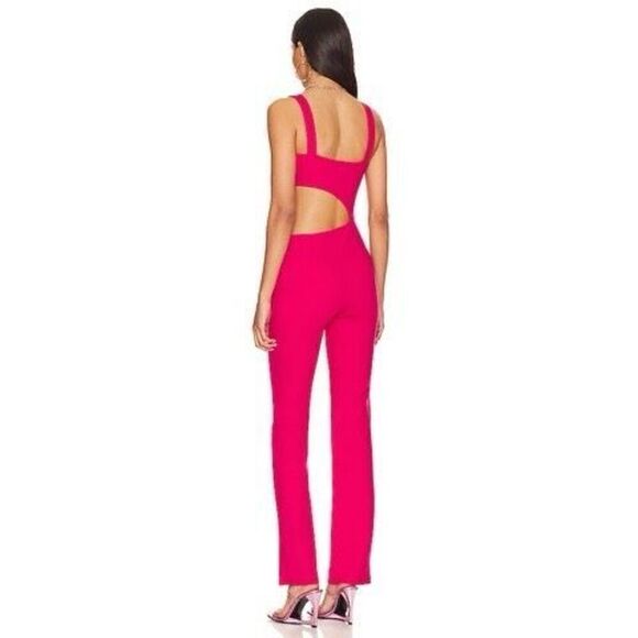 Superdown REVOLVE Brylee Cut out Jumpsuit in Hot Pink M NWT FLAW - Picture 3 of 6